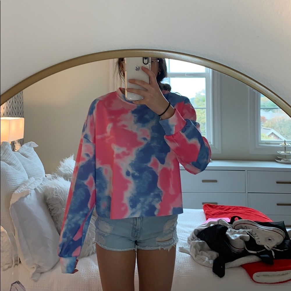 Pink and blue tie dye long sleeve